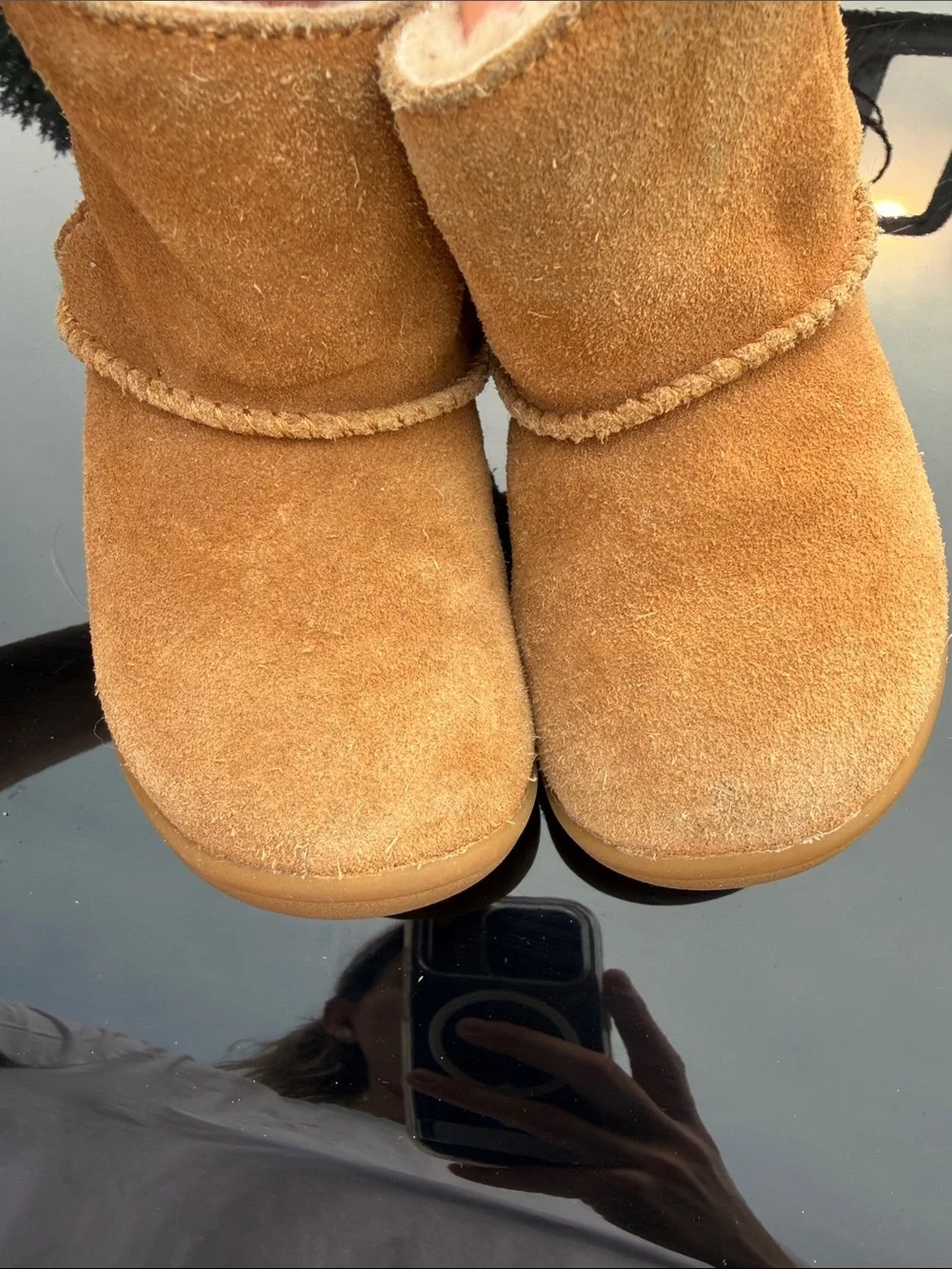 UGG Kids Chestnut Suede Shearling Boot
